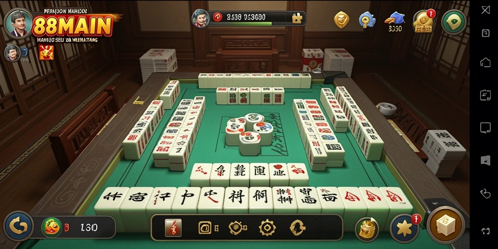 Screenshot gameplay Mahjong di 88MAIN menunjukkan kebersamaan dan keseruan permainan.