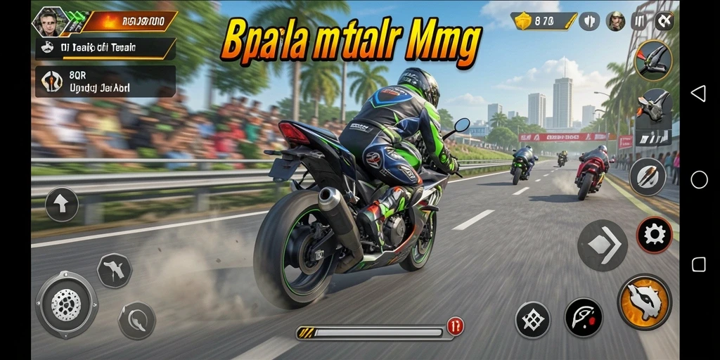 Tampilan gameplay 8QR yang memukau dalam aksi balap motor.