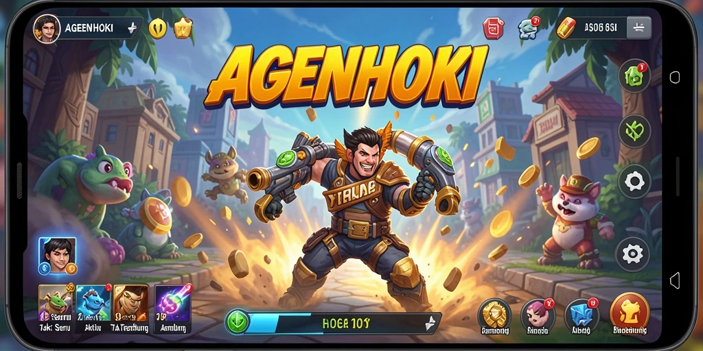 Screenshot utama AGENHOKI menampilkan aksi pertempuran yang intens.