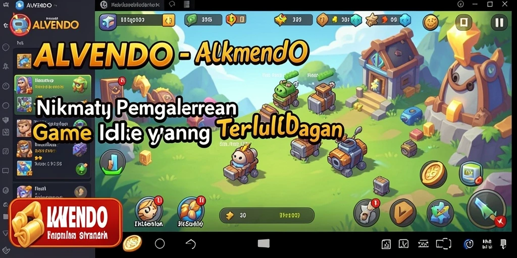 Tampilan gameplay ALVENDO yang menarik dengan fitur koleksi sumber daya.