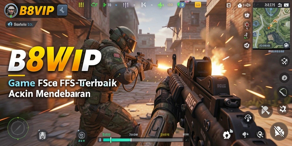 Tangkapan layar gameplay B8VIP yang menampilkan aksi tembak-menembak yang intens.