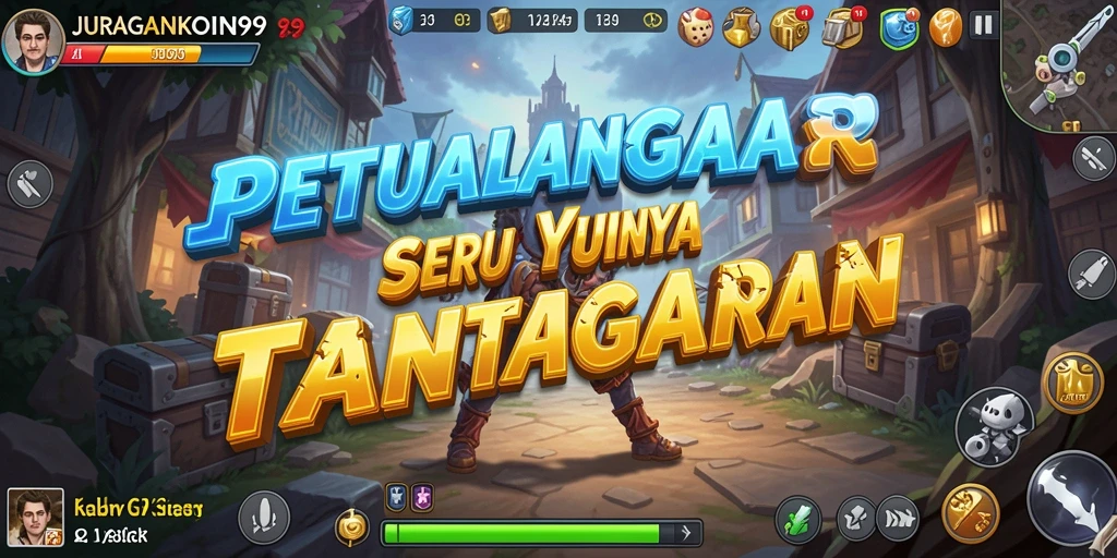 Screenshot gameplay <strong>JURAGANKOIN99</strong> yang menampilkan misi seru dalam petualangan.