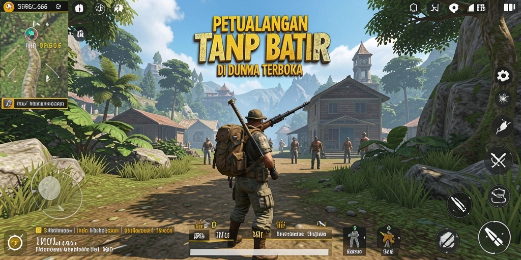 Tangkapan layar gameplay <strong>SR6666</strong> yang menunjukkan eksplorasi dunia terbuka yang luas.