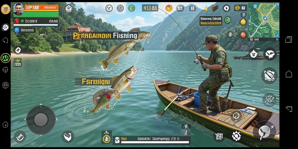 Tampilan gameplay VIP188 yang menampilkan suasana memancing yang seru.