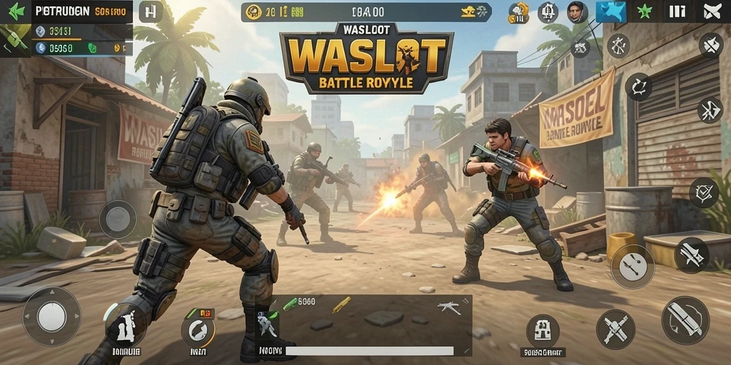 Tampilan seru gameplay WASLOT yang mendebarkan dalam Battle Royale.