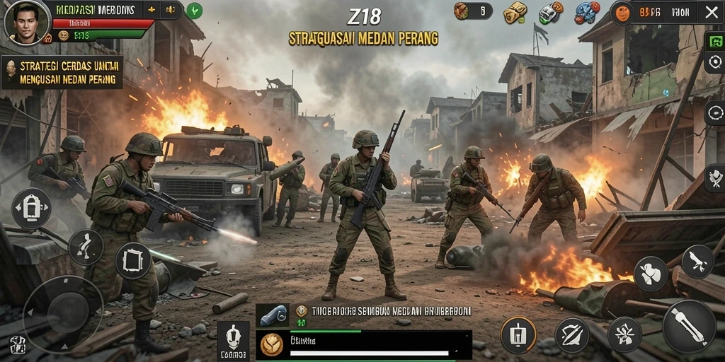 Tampilan gameplay Z18 yang mendebarkan dengan aksi strategi langsung.